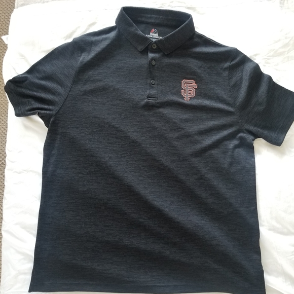 SF Giants Majestic XL Gray Short Sleeve Polo Shirt - Picture 2 of 9